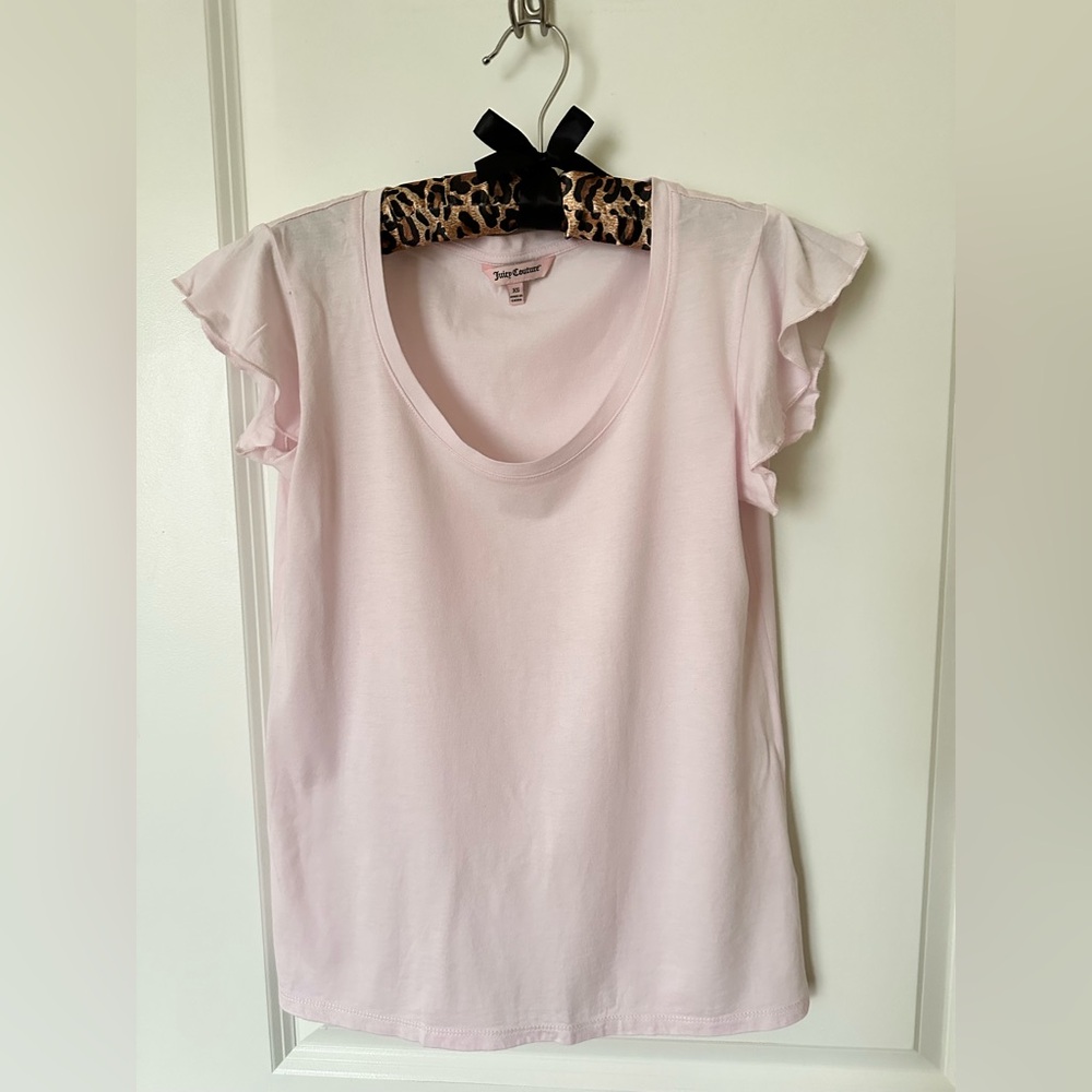 Women's Juicy Couture Ruffled Sleeve Top Pale Pink Size XS